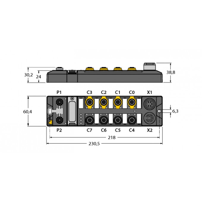 Модуль ввода/вывода блочный PROFIsafe / PROFINETДискретные каналы безопасности, стандартные универсальные дискретные каналы, порты IO-Link Мастер - TBPN-L1-FDIO1-2IOL - 6814053 TURCK 24280