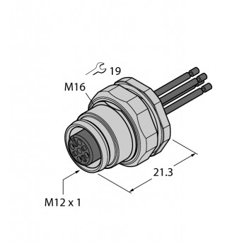 Аксессуары для соединителейфланцевая розетка с витыми жилами, монтаж сзади - EC-FKFDE4-0,5/16 - 6934553 TURCK 506923