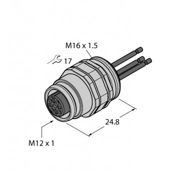Аксессуары для соединителейфланцевая розетка с витыми жилами, фронтальный монтаж - EC-FKD4-0,5/16 - 6934606 TURCK 507704