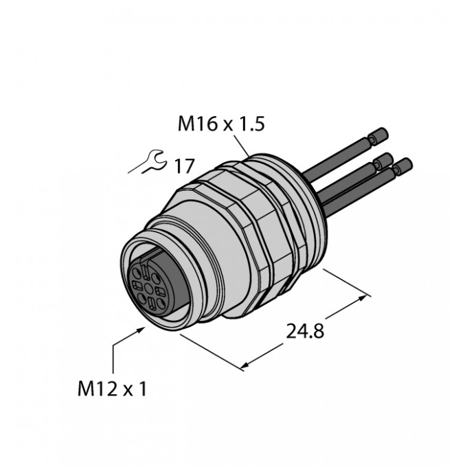 Аксессуары для соединителейфланцевая розетка с витыми жилами, фронтальный монтаж - EC-FKD4-0,5/16 - 6934606 TURCK 507704