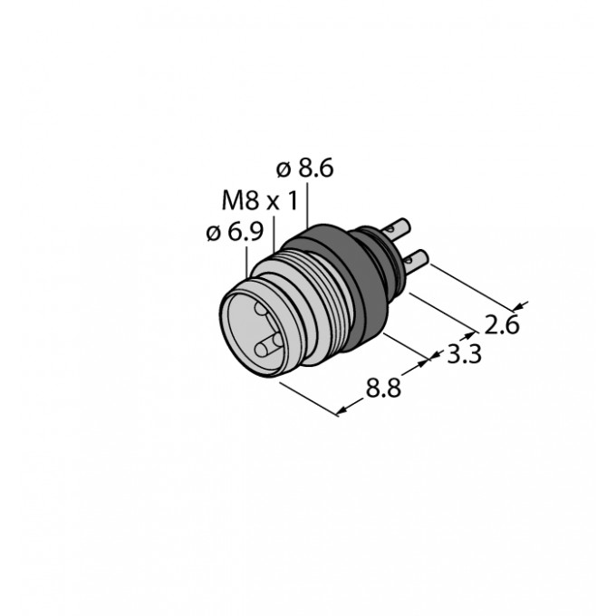 Круглый соединитель M8 x 1/O 8 ммO 8/M8x1 мм, встроенный соединитель, винтовой/защелкивающийся - SESP3SL - 6934783 TURCK 507963