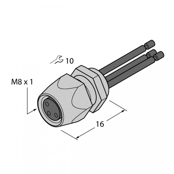 Аксессуары для соединителейФланцевый разъем ""мама"" с многожильным проводом, монтаж спереди - PFKS4-0,2 - 6934786 Turck" TURCK 507965