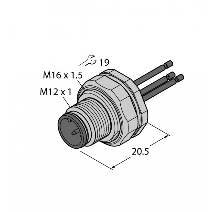 Аксессуары для соединителейфланцевый соединитель вилка, витые жилы, монтаж сзади - EC-FSFD12-0,5/16 - 6934572 TURCK 508278