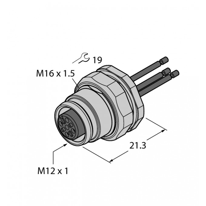 Аксессуары для соединителейфланцевая розетка с витыми жилами, монтаж сзади - EC-FKFD12-0,5/16 - 6934560 TURCK 508675