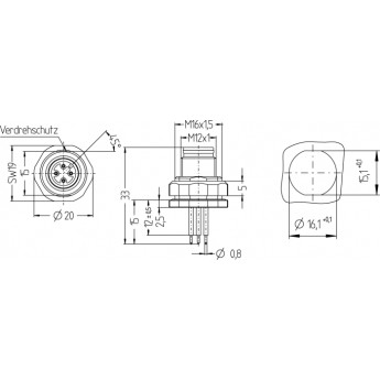 Аксессуары для соединителейфланцевый соединитель вилка, печатные контакты, монтаж сзади - EC-FSFDE4.5-P/16 TURCK 508869