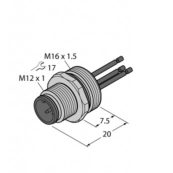 Аксессуары для соединителейфланцевая вилка с витыми жилами, фронтальный монтаж - EC-FSE8-0,5/16 - 6934619 TURCK 509040