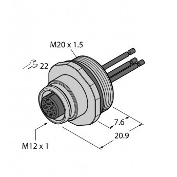 Аксессуары для соединителейфланцевая розетка с витыми жилами, фронтальный монтаж - EC-FK4.5-0,5/20 TURCK 509137