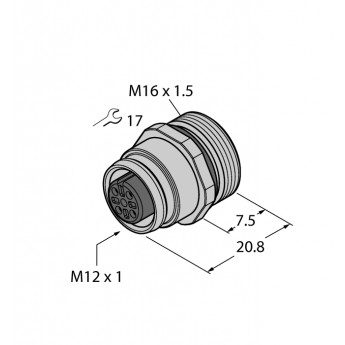 Аксессуары для соединителейфланцевая розетка с контактами под пайки, фронтальный монтаж - EC-FKE5-L/16 - 6934631 TURCK 509293