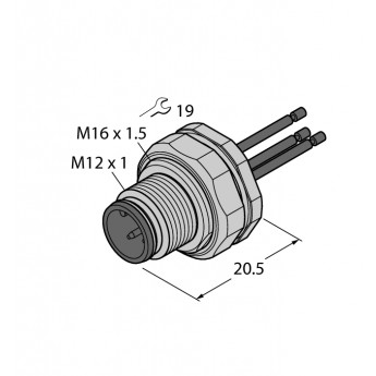 Аксессуары для соединителейфланцевый соединитель вилка, витые жилы, монтаж сзади - EC-FSFD4-0,5/16 - 6934564 TURCK 509333