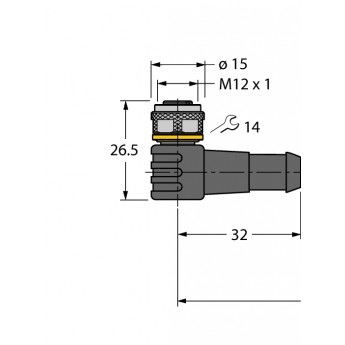 Кабель привода/датчика, ПУРКабельный соединитель - WKC5T-1-RSC5T/TXG - 6629719 TURCK 509682