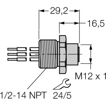 Аксессуары для полевых шинФланцевые соединители - FKV49-0,3M/14,5/C1117 - 6603298 TURCK 509809
