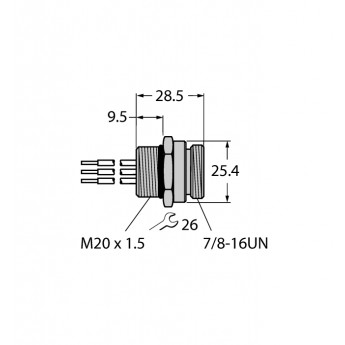 Аксессуары для полевых шинФланцевые соединители - RSFV49-0,3M/M20/C1117 - 6603583 TURCK 509853