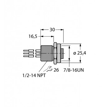 Аксессуары для полевых шинФланцевые соединители - RKFV49-0,3M/14,5/C1117 - 6602475 TURCK 509859