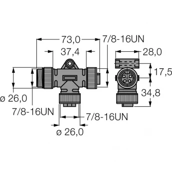Аксессуары для полевых шинT-разветвитель - RSV-2RKV49 - 6602319 TURCK 510039