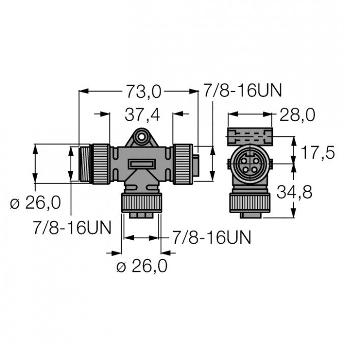 Аксессуары для полевых шинT-разветвитель - RSV-2RKV49 - 6602319 TURCK 510039
