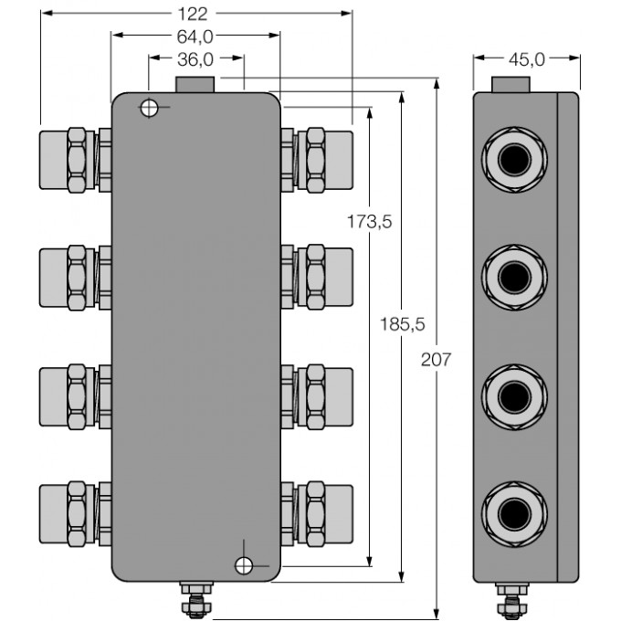 FOUNDATION™ fieldbus IP67 соединительная коробка, 6-канальный - JBBS-49-T615B/EX - 6611447 TURCK 510051