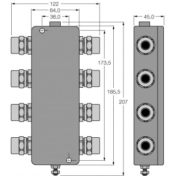 FOUNDATION™ fieldbus IP67 соединительная коробка, 6-канальный - JBBS-49-T615/3G - 6611446 TURCK 510098