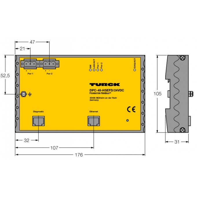 FOUNDATION™ fieldbus HSE полевой прибор - DPC-49-HSEFD/24VDC - 6882014 TURCK 510171