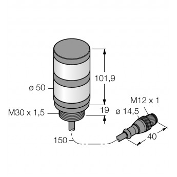 Светодиодный индикаторсигнальная колонна - TL50GRQP - 3083228 TURCK 512078