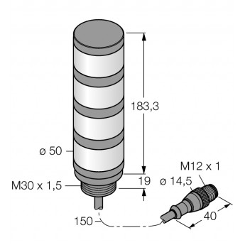 Светодиодный индикаторСветодиодный башенный индикатор повышенной яркости - TL50HBGYRQP - 3014609 TURCK 512096