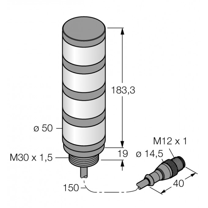 Светодиодный индикаторСветодиодный башенный индикатор повышенной яркости - TL50HBGYRQP - 3014609 TURCK 512096