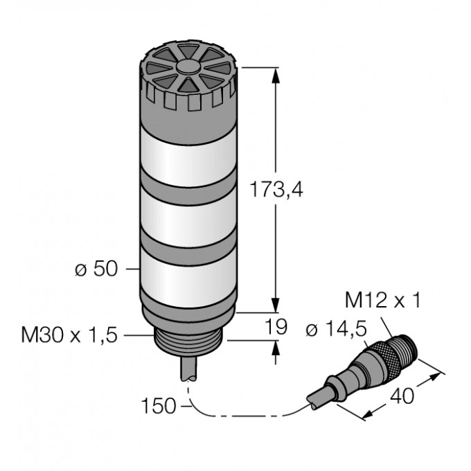 Светодиодный индикаторсигнальная колонна - TL50HGYRAQP - 3014608 TURCK 512129