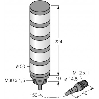 Светодиодный индикаторсигнальная колонна - TL50WBGYRQP - 3083234 TURCK 512144