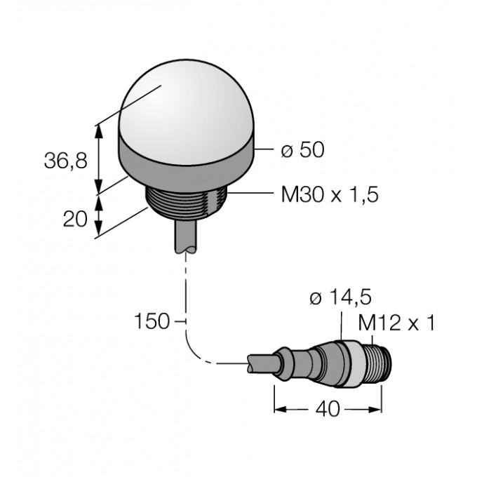 Светодиодный индикатормаяк - K50LGXRPQP - 3079108 TURCK 512244